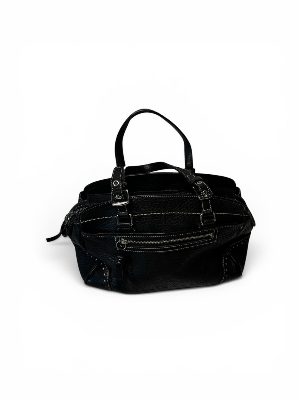 Vintage Coach Hampton Satchel — Black Pebbled Leather
